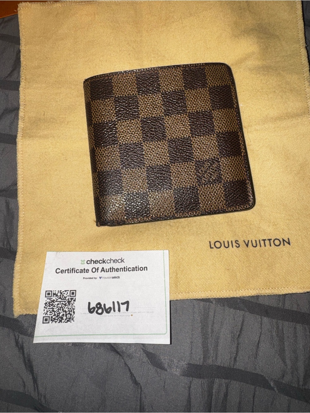 Louis Vuitton Damier Ebene Checkered Bifold Wallet - Brown